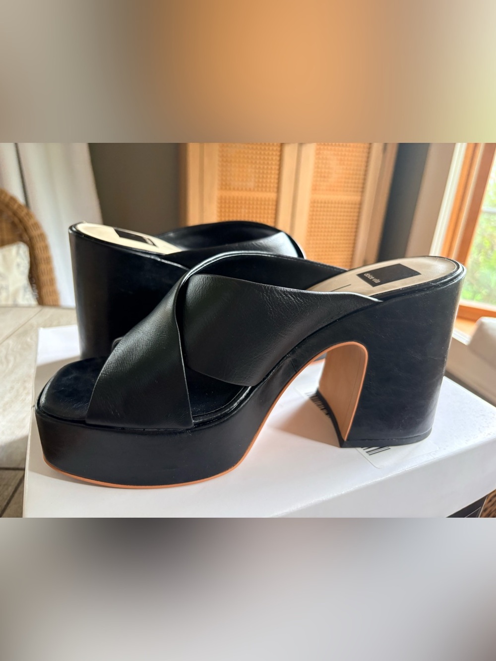 Dolce Vita “Wonder” Black Leather Platform Mules